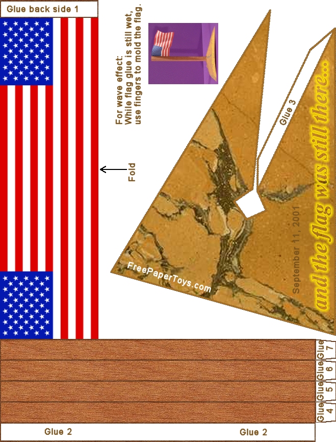 American Flag paper model pattern 