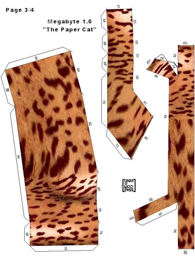 Megabyte Free Paper Toy Cat  - Pattern C