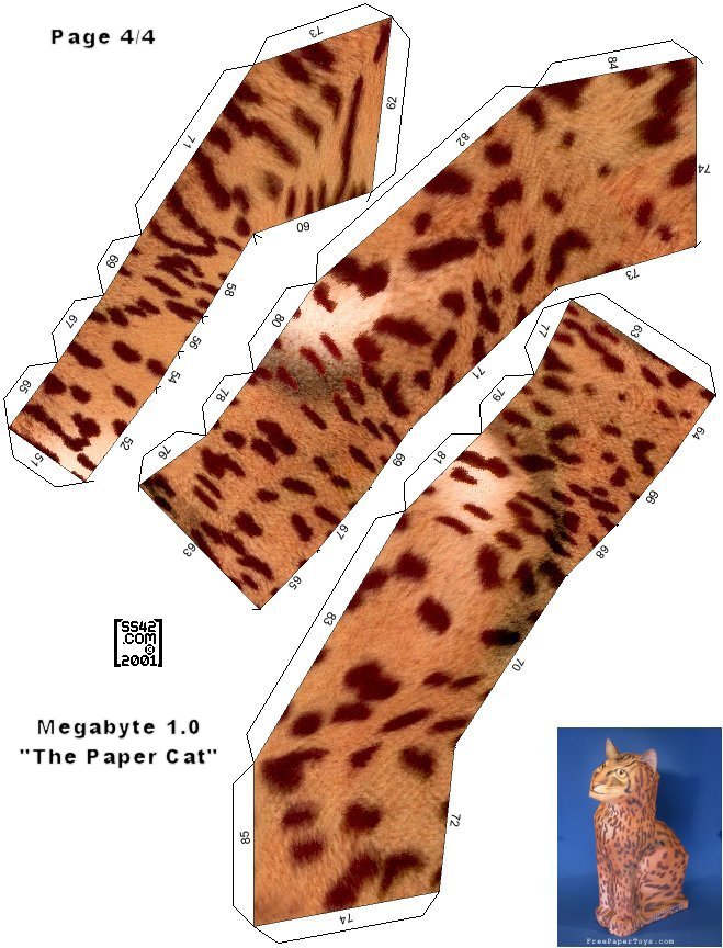 Megabyte Free Paper Toy Cat  - Pattern D
