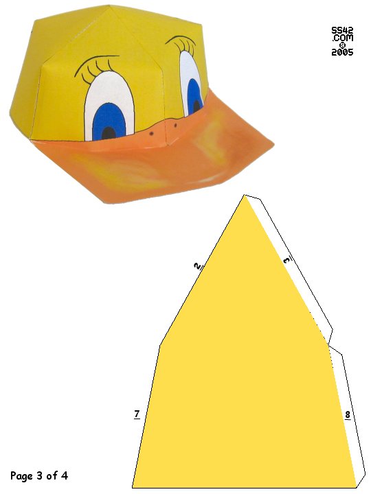 Part Three of  Paper Duck Hat - Full Color Version