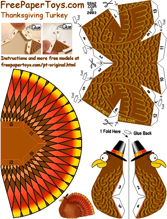 Full Color Version of Our Thanksgiving Turkey Free Paper Craft